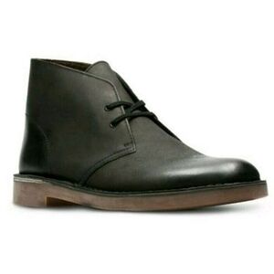 NIB Clarks Bushachre 3 Black Leather Desert Chukka Boots 10.5 W Lace Blokecore